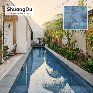 Patio vườn cảnh quan lưới trở lại <span class=keywords><strong>Slate</strong></span> Gạch <span class=keywords><strong>Mosaic</strong></span> khách sạn phòng tắm Spa khu vực sứ khảm màu xanh hồ bơi gạch - Product Image 4
