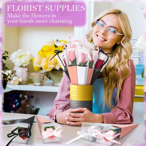 Caja de Regalo para Flores, Fundas Individuales para Rosas, Cajas de Regalo para Ramos, Papel Dorado Reciclable, Plegable, para Mujeres, Día de la Madre, Suministros para Bodas - Product Image 4