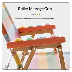 Silla Plegable de Playa para <span class=keywords><strong>Camping</strong></span>, Portátil, con Marco de Acero al Carbono, Asiento de Terylene, con Ruedas y Mango de Masaje, para Viajes - Product Image 3
