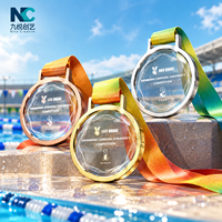 Médaille de championnat en cristal, médaille personnalisée gravée or, argent, bronze pour marathons et courses