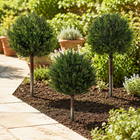 Boule de topiaire artificielle en cèdre, eucalyptus et buis avec piquet de sol, arbuste artificiel vert luxuriant pour extérieur
