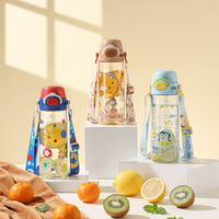 Bouteille d'eau Pinkah Tritan avec couvercle 2-en-1 paille et bec verseur, anti-fuite, sans BPA, avec sangle pour enfants à l'école