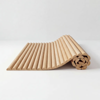 Panneau mural acoustique en bois massif flexible et courbé, à lattes ondulées 3D naturelles, pour fond décoratif