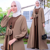 Offre Spéciale femmes vêtements moyen-orient Robe musulmane décontracté Abaya dubaï couleur bloqué modeste mode à manches longues Jupe Abaya Robe