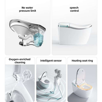 WC intelligent monobloc de luxe en céramique à poser au sol avec siphon en S/P, chasse d'eau automatique, bidet intelligent, siège chauffant et veilleuse