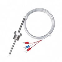Probe Suhu Baja Tahan Karat Tipe K PT100 Sensor Resistor Termal Port Serial RTD Kontrol Suhu Industri