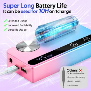 เครื่องเจียรเล็บพกพา 45000 รอบต่อนาที พร้อมจอ LCD เครื่องตะไบไฟฟ้าสำหรับเจลขัดเงา เหมาะสำหรับร้านทำเล็บและงานศิลปะบนเล็บ - Product Image 4
