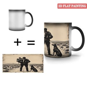 Mug de pique-nique d'extérieur en céramique noir givré 11oz, tasse à changement de couleur activée par la chaleur - Product Image 4