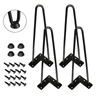 Ensemble de 4 pieds de table en forme d'épingle à cheveux, pieds de meubles en acier robuste avec trous pré-percés, remplacement DIY pour table à manger