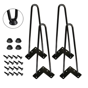 Juego de 4 patas para mesa tipo horquilla, patas de acero resistentes para muebles con orificios preperforados, repuesto DIY para mesa de comedor - Product Image 5