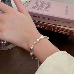Yinruitai S925 Sterling Silver Pearl <b>Bracelet</b> With Small Silver Pieces For Women Everyday Wear - Product Image 4