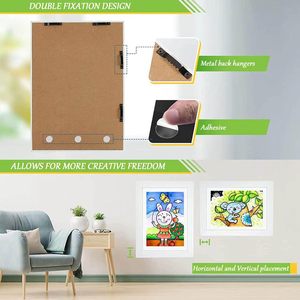 Cadres carrés en bois poli pour œuvres d'art d'enfants, écologiques, décoration murale de vacances, ouverture magnétique frontale interchangeable - Product Image 4