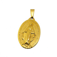 Bijoux madona Mary en or 18k, pendentifs, pièce de monnaie ovale, de couleur or 18k, avec de la vierge marie, accessoires réligieux, 4 tailles