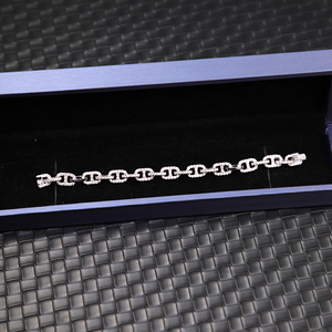 Cadena de eslabones tipo caja con diamantes de moissanita VVS, chapada en oro sobre plata de ley 925, con certificado GRA, pasa la prueba del detector de diamantes, unisex. - Product Image 4