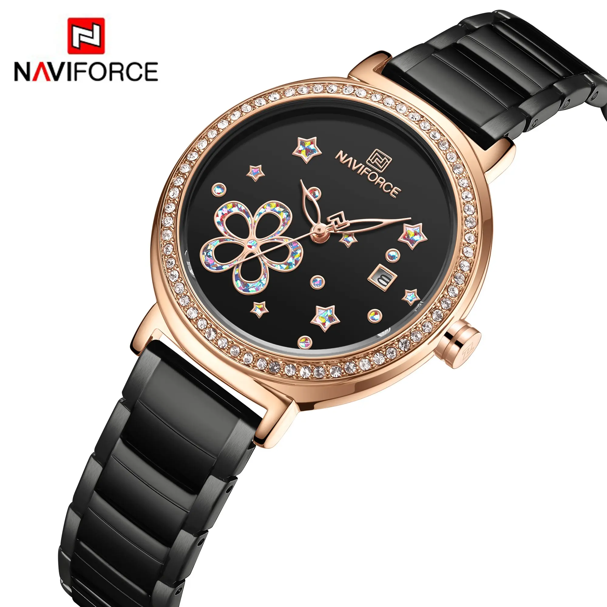 Naviforce NF5016 New Luxury Ladies Quartz Wrist Watches Diamond Fashion Dress Steel Waterproof Online Buy Ladies Watches