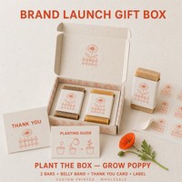 Boîte cadeau en papier semence imprimé personnalisé pour savon, pour lancement de marque, avec bande décorative et carte de remerciement, emballage en gros