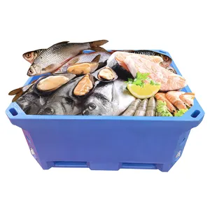 Heavy Duty Huge Nuôi Trồng Thủy Sản Lưu Trữ Thường Xuyên LLDPE Stackable Nhựa Cách Điện Fish Container Cho Giao Thông Vận Tải