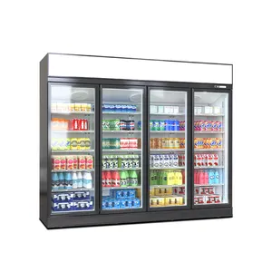 Vertical Large Capacity 4 Glass Door Display Cooler Beverage Refrigerators Fridge
