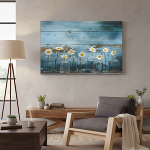 Tableau imprimé sur toile : Bouquet floral en vitrail dans des bouteilles, TOILE ENROBÉE - Product Image 3