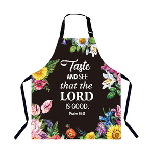 Tablier de cuisine sans manches en polyester, motifs floraux, motifs bibliques religieux, anti-salissure, pour la cuisine, vêtements de travail en gros - Product Image 1