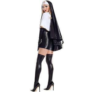 Costume de nonne sexy en polyester, robe de cosplay pour TV et cinéma, ensembles de lingerie pour Halloween - Product Image 4