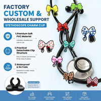 Breloques de stéthoscope réutilisables en caoutchouc, design nœud couleur vive Kawaii, mignonnes et personnalisées