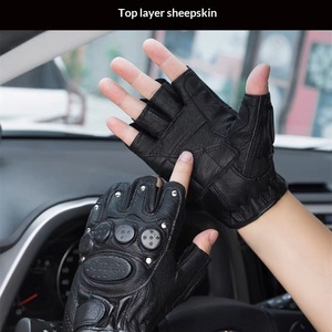 Gants mi-doigts en peau de mouton de qualité supérieure pour hommes, antidérapants, en <span class=keywords><strong>cuir</strong></span>, pour le cyclisme, la pêche, la conduite de moto et les activités de plein air - Product Image 4