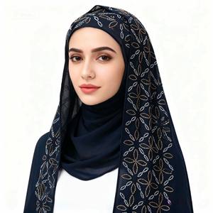 Nouveau Hijab Imprimé Tendance pour Femmes Musulmanes, Écharpe Chaude en Jersey Liquide, Voile de Tête en Gaze, Style Ethnique Meracchi - Product Image 3