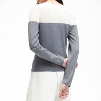 Pull-over en maille décontracté à col rond pour femme, style color-block, en fibre de polyester, design minimaliste, collection Printemps 2026, style européen et américain