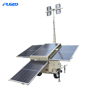 Tour d'<span class=keywords><strong>éclairage</strong></span> solaire LED avec panneau solaire pliable monté sur remorque, mât télescopique hors réseau pour <span class=keywords><strong>chantier</strong></span> extérieur - Product Image 1