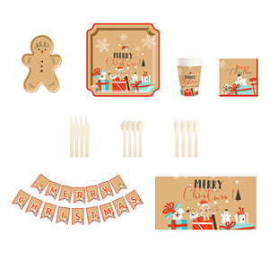 DAMAI - Juego de Vajilla Desechable de Papel para Postres con Forma de Hombre de Jengibre, Color Marrón y Rojo, para Fiestas Navideñas - Product Image 2