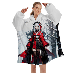 Biểu Tượng Tùy Chỉnh Sang Trọng Flannel Quá Khổ Áo Mùa Đông Mặc Anime Sherpa Chăn Với Dệt Kỹ Thuật Logo In - Product Image 4