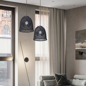 Pantalla de lámpara de cuerda de algodón tejida a mano, forma de campana, estilo bohemio, ecológica, para el hogar, casa de huéspedes, hotel, restaurante - Product Image 4
