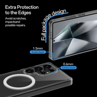 Étui de protection transparent violet Soonleader pour téléphone portable S25 Ultra, anti-rayures, TPU+PC, antichoc, magnétique