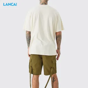 Individuelle Herren-Sweatshorts Leinwand atmungsaktiv knielänger Sportshorts schnell trocknend Cargo-Bandshorts für Herren