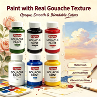 Kinghan – Ensemble de peinture gouache en verre de 100 ml, 6 couleurs, pigments mats de grande capacité, pour la pratique artistique, emballé en boîte de papier