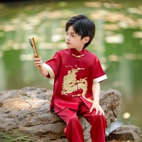 Nouvelle tenue d'été pour garçons et enfants, style Tang, vêtements de petit dragon chinois, vente en gros, costume brodé