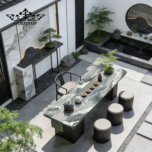 Goldtop Landscape Green <b>Marble</b> Waterproof Natural Stone Polished Slabs Countertops Vanity Top Floor Tiles Dining Table Hotel - Product Image 1