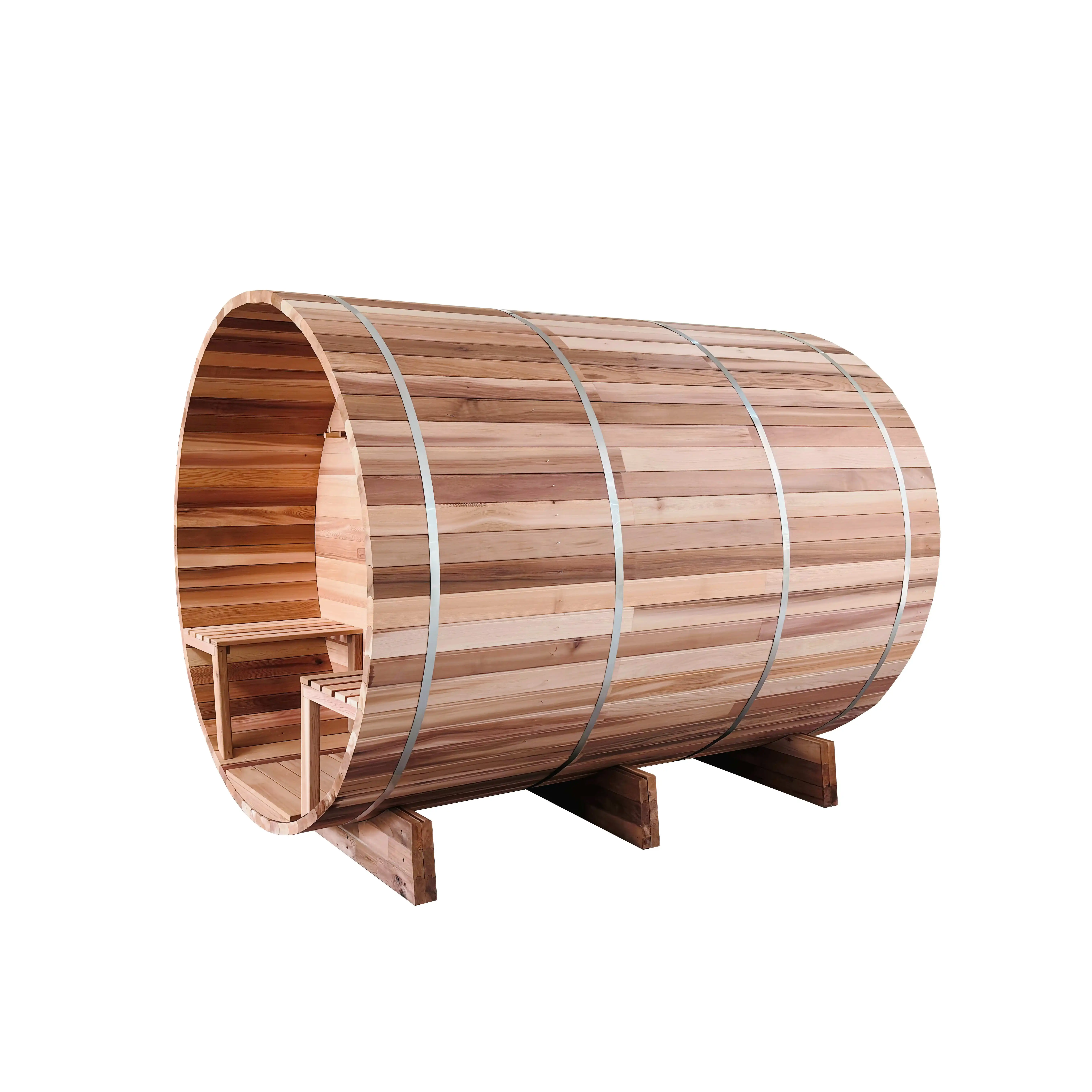 Best Verkopende Dennenhout Outdoor 110-240V Barrel Sauna Met Harvia Kachel