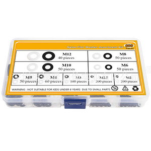 Nylon Flat Washer Assortment Kit 800pcs M2 M2.5 M3 M4 M5 M6 M8 M10 M12 Black White Plastic General Industry - Product Image 2