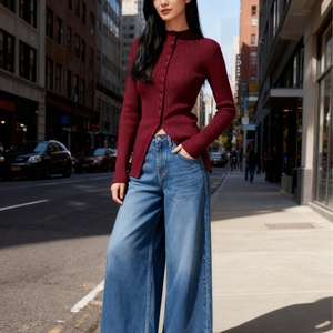 เสื้อสเวตเตอร์ถักแบบกระดุมแถวเดียวพร้อมลายริบบิ้น เสื้อสเวตเตอร์แขนยาวสีพื้นสำหรับผู้หญิง แฟชั่นเสื้อกันหนาวฤดูใบไม้ร่วงและฤดูหนาว - Product Image 1