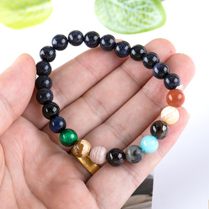 Venta caliente elástico Piedra Natural lava cuentas brazalete noche estrella galaxia <span class=keywords><strong>pulsera</strong></span> ocho cuentas planetarias <span class=keywords><strong>pulsera</strong></span> - Product Image 4