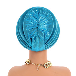 Elegante Turbante Africano Rosso Vino, Auto Gele con Decorazione a Foglia in Strass Dorati per Feste e Matrimoni - Product Image 2