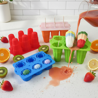Moule en silicone pliable en forme de nuage à 6 cavités J-289, sans BPA, pour la fabrication de glaces, sorbets et glaçons, avec bâtonnets en bois