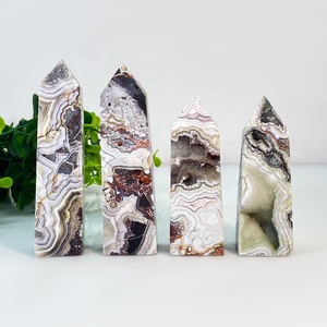 Haute qualité pierre précieuse mexicaine Agate <span class=keywords><strong>Point</strong></span> colonne guérison cristal mexicain Agate tour pour la décoration de la maison - Product Image 1