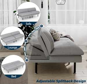 أريكة سرير إسفنجية على شكل حرف L عصرية رائجة، كرسي استرخاء صغير 4 في 1 متعدد الوظائف مع ظهر قابل للتعديل لغرفة المعيشة - Product Image 5