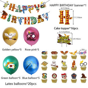 Cartoon <strong>Harry</strong> Birthday Decorations of Magical Wizard Birthday <strong>Party</strong> <strong>Supplies</strong> Include Happy Birthday Banner Cake Topper Balloons - Product Image 2