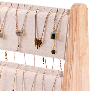 Présentoir à Colliers en Bois Massif à 3 Niveaux, Support à Bijoux en Velours, Idéal pour Boutiques Professionnelles, Salons Commerciaux, Showrooms, Logo Personnalisé - Product Image 6