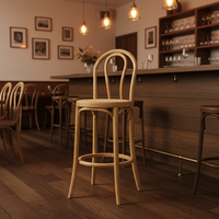 Tabouret de bar haut design en rotin tressé pour cuisine, jardin et extérieur, en bois, pour comptoir de salle à manger