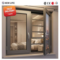Portes et fenêtres en verre à battant pour maison passive à double vitrage en aluminium à bris thermique et à haute efficacité énergétique
